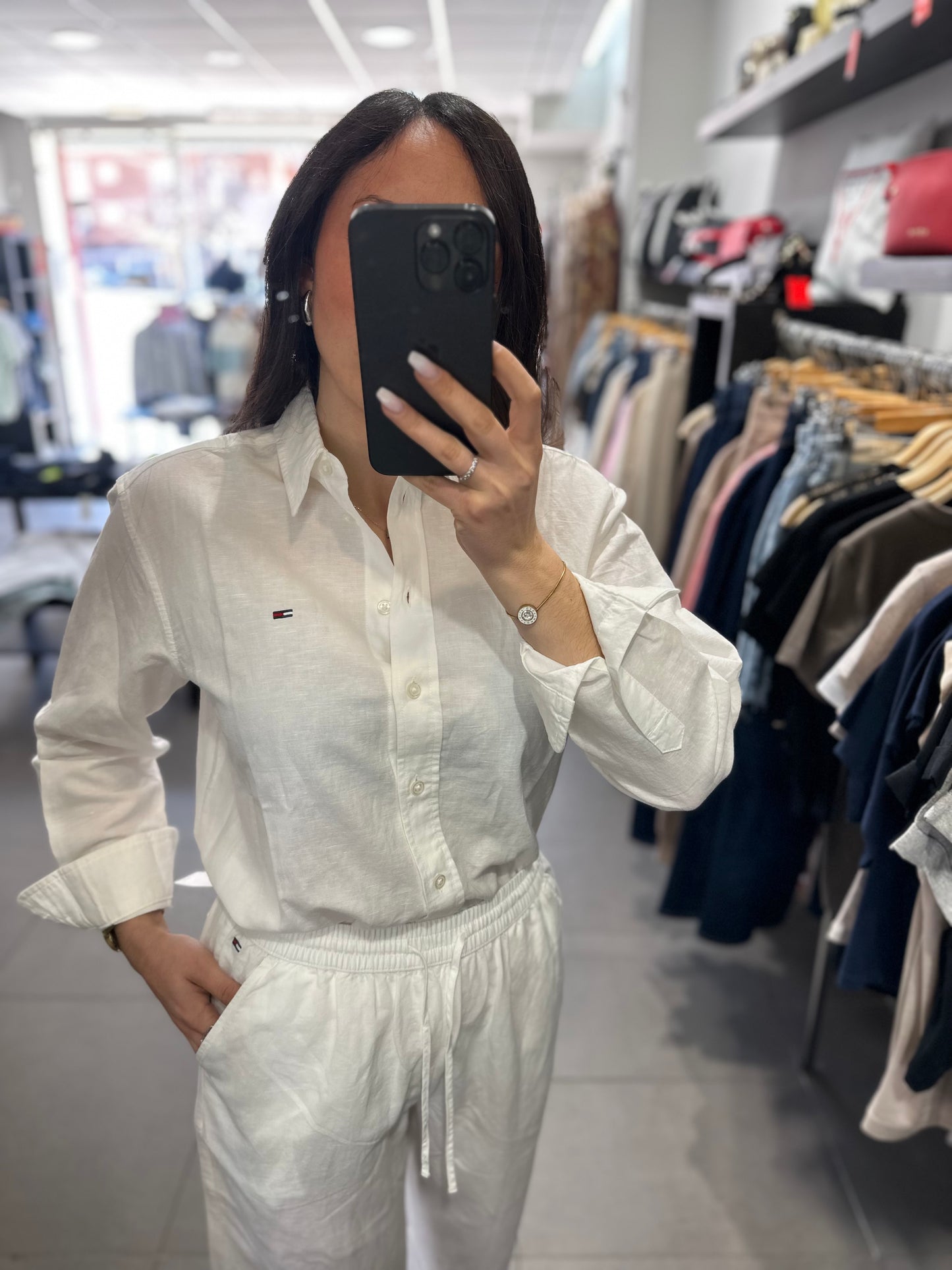 CONJUNTO LINO TOMMY BLANCO PANTALON LARGO