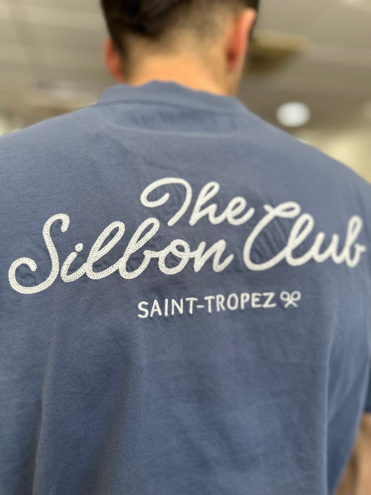CAMISETA SILBON CON LOGO BORDADO EN LA ESPALDA AZUL INDIGO