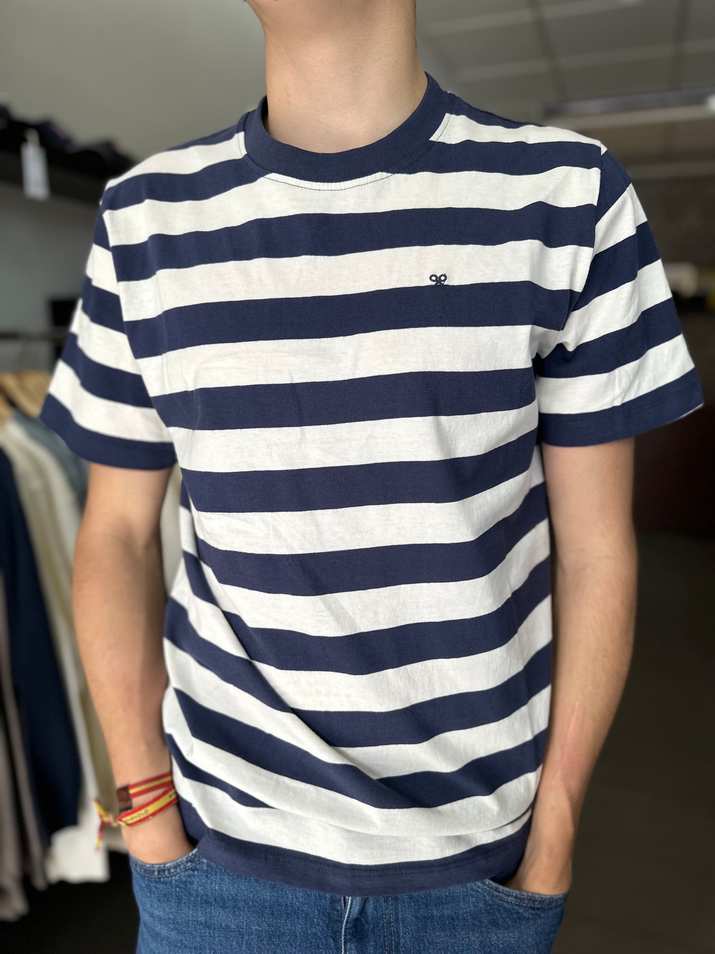 CAMISETA SILBON RALLAS MARINA Y BLANCA