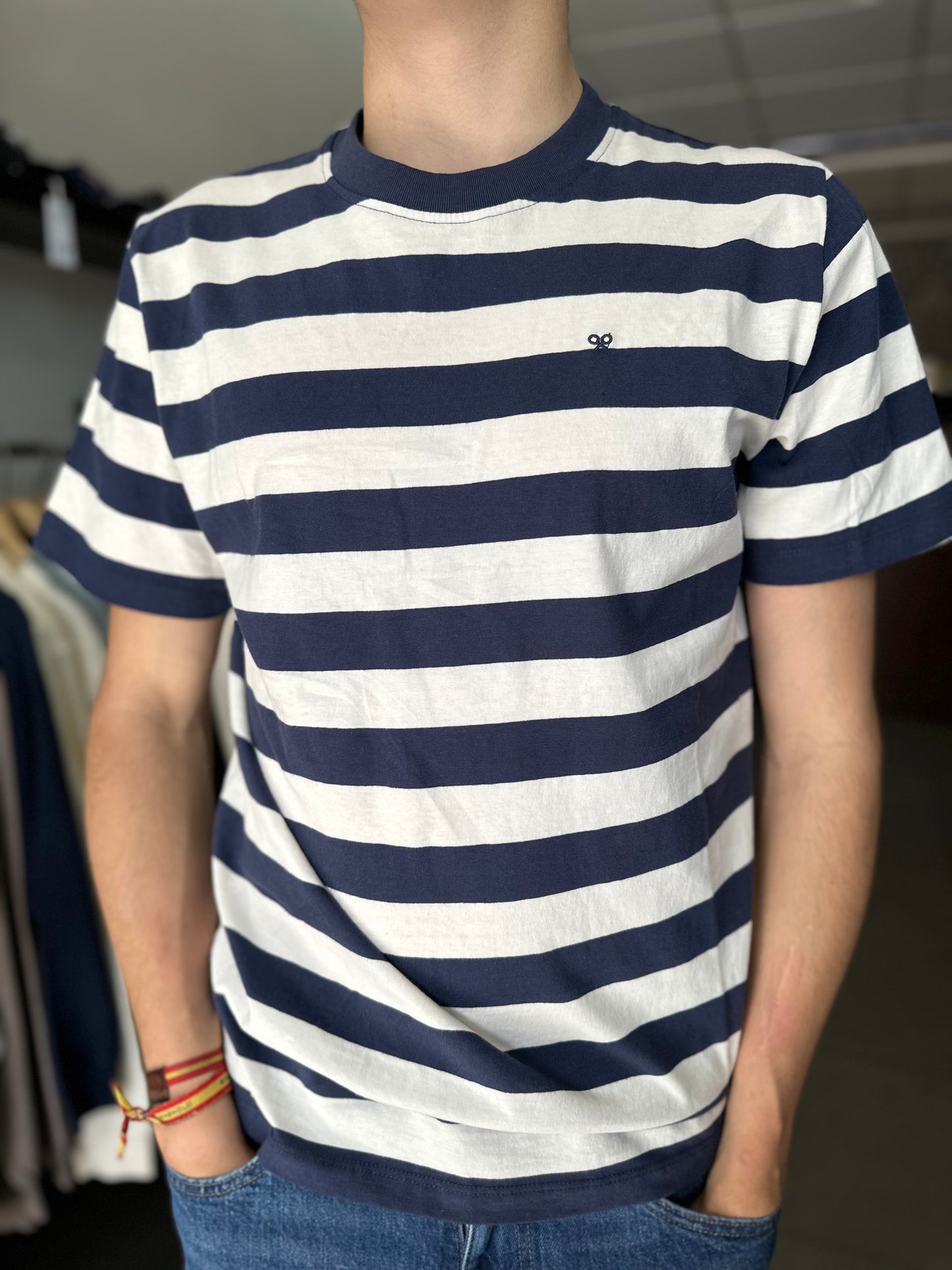 CAMISETA SILBON RALLAS MARINA Y BLANCA