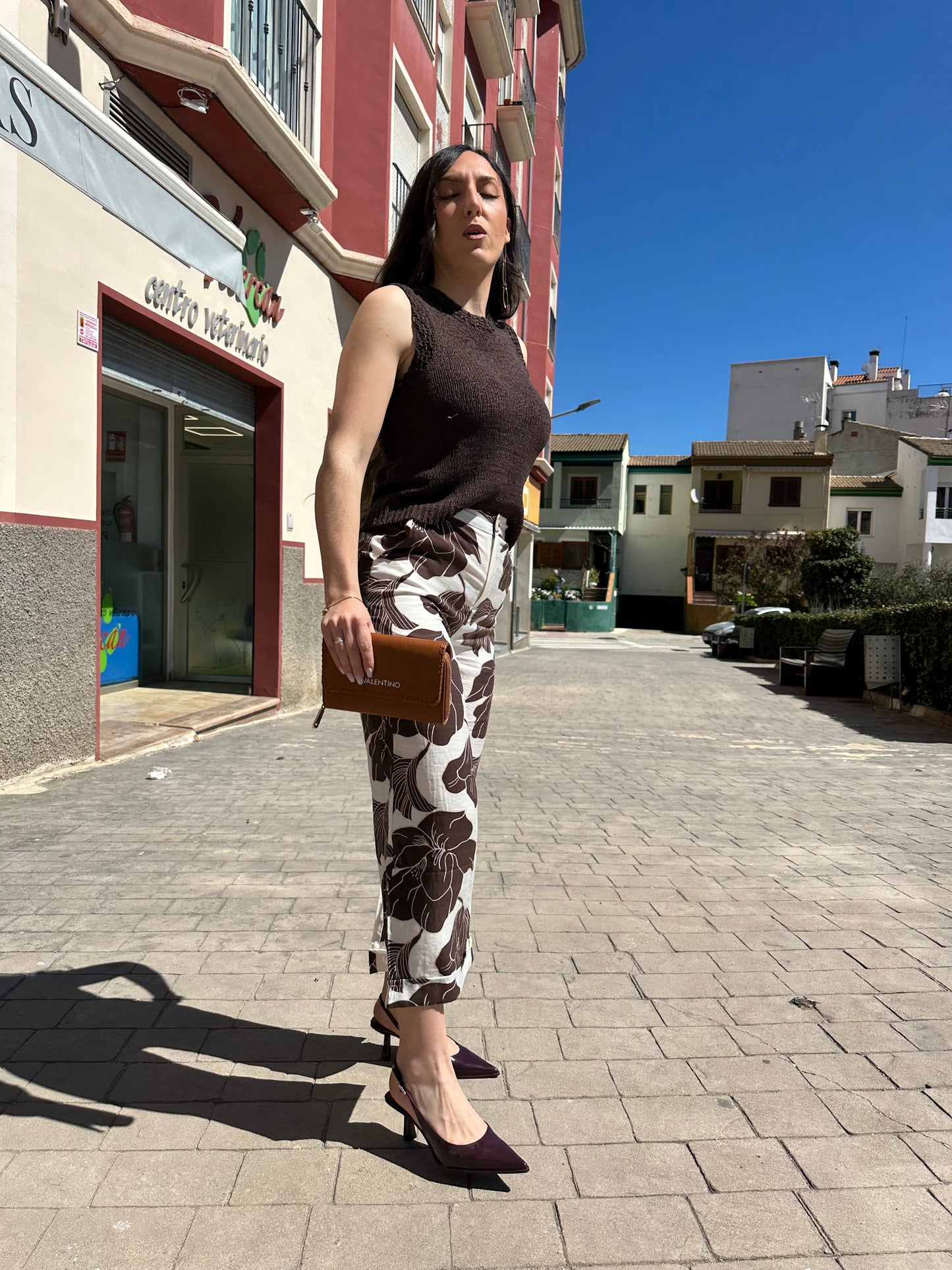 PANTALÓN TIFFOSI POSEY CULOTTE FLORES CHOCOLATE