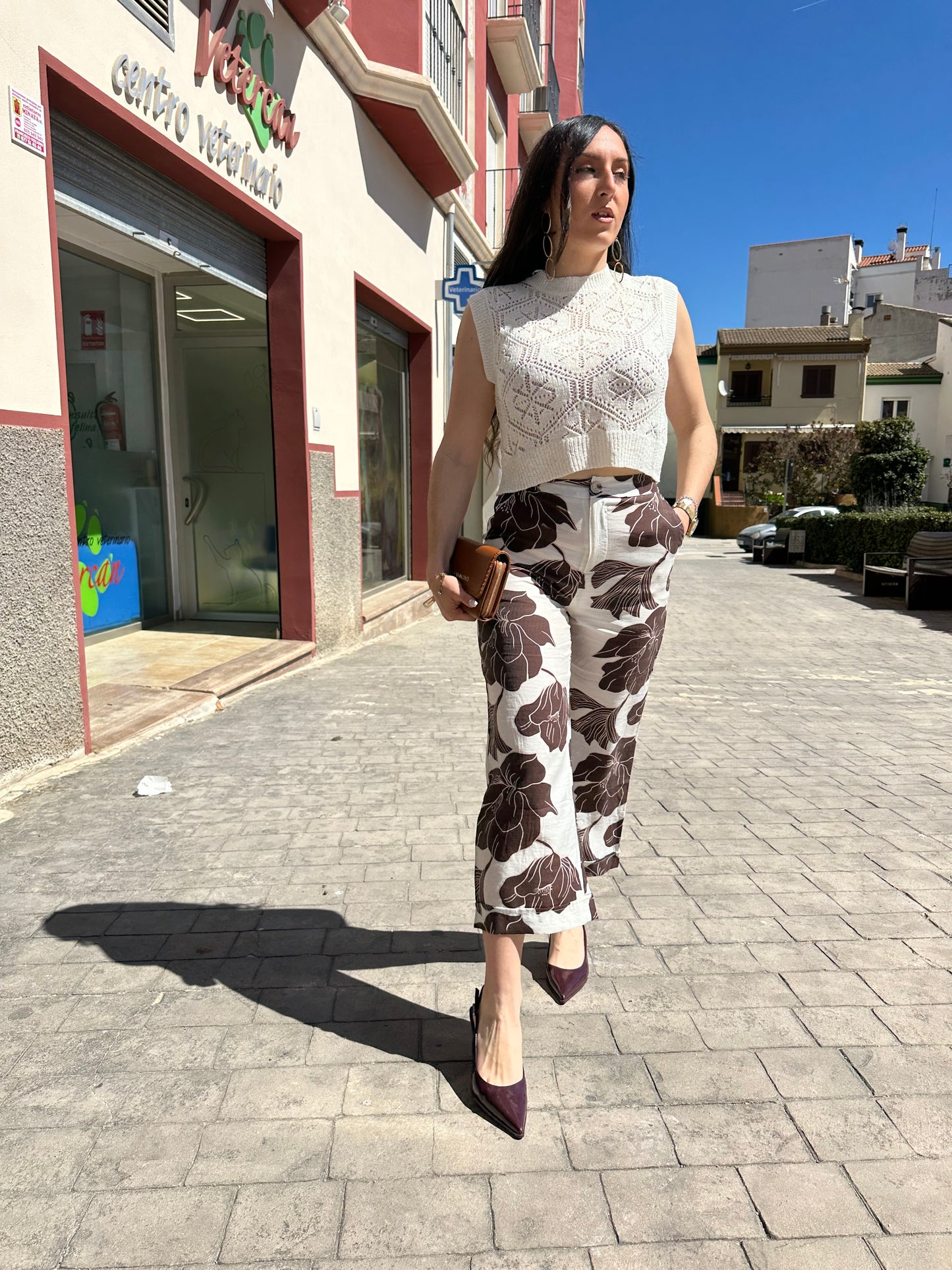 PANTALÓN TIFFOSI POSEY CULOTTE FLORES CHOCOLATE