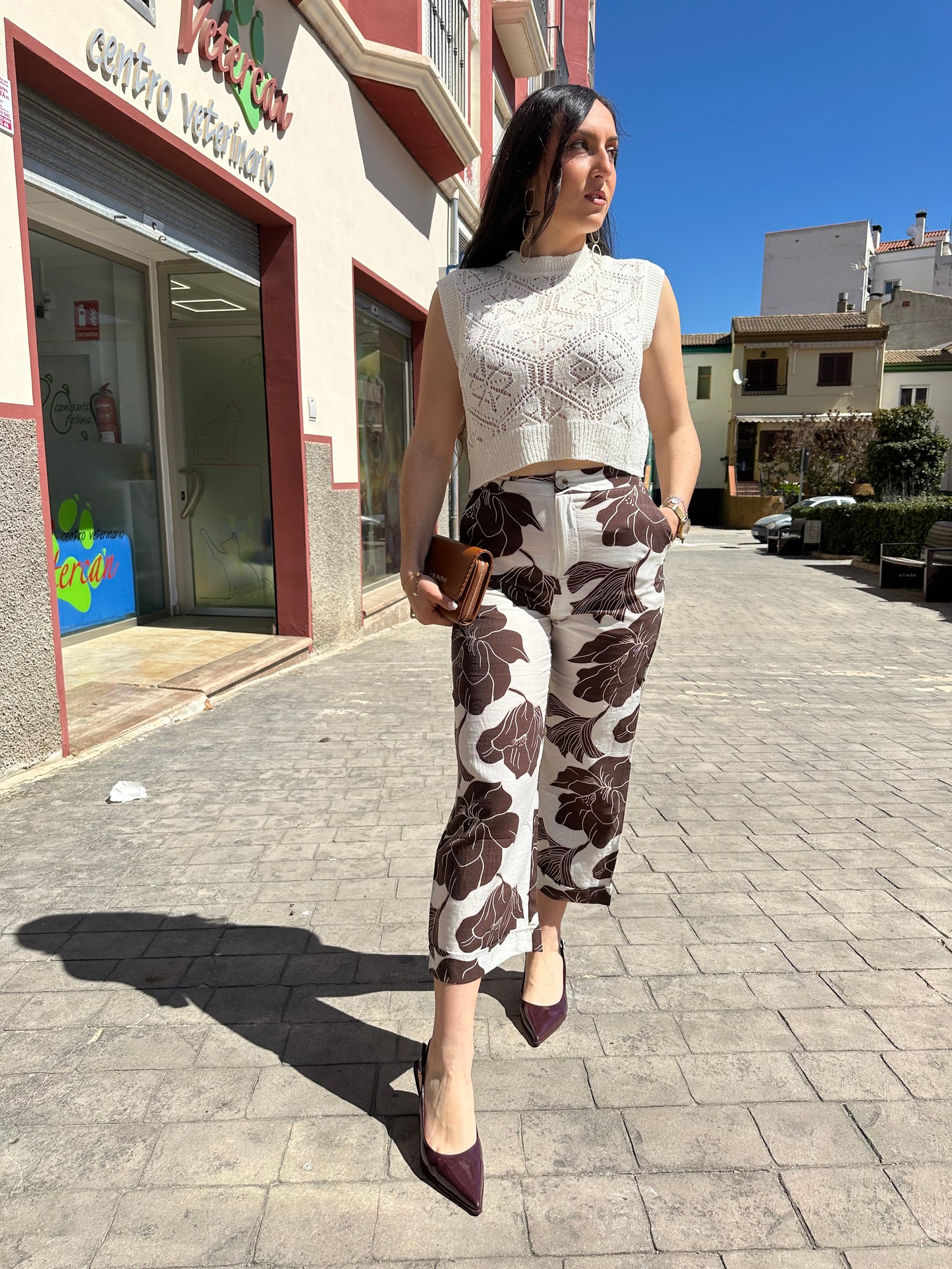 PANTALÓN TIFFOSI POSEY CULOTTE FLORES CHOCOLATE