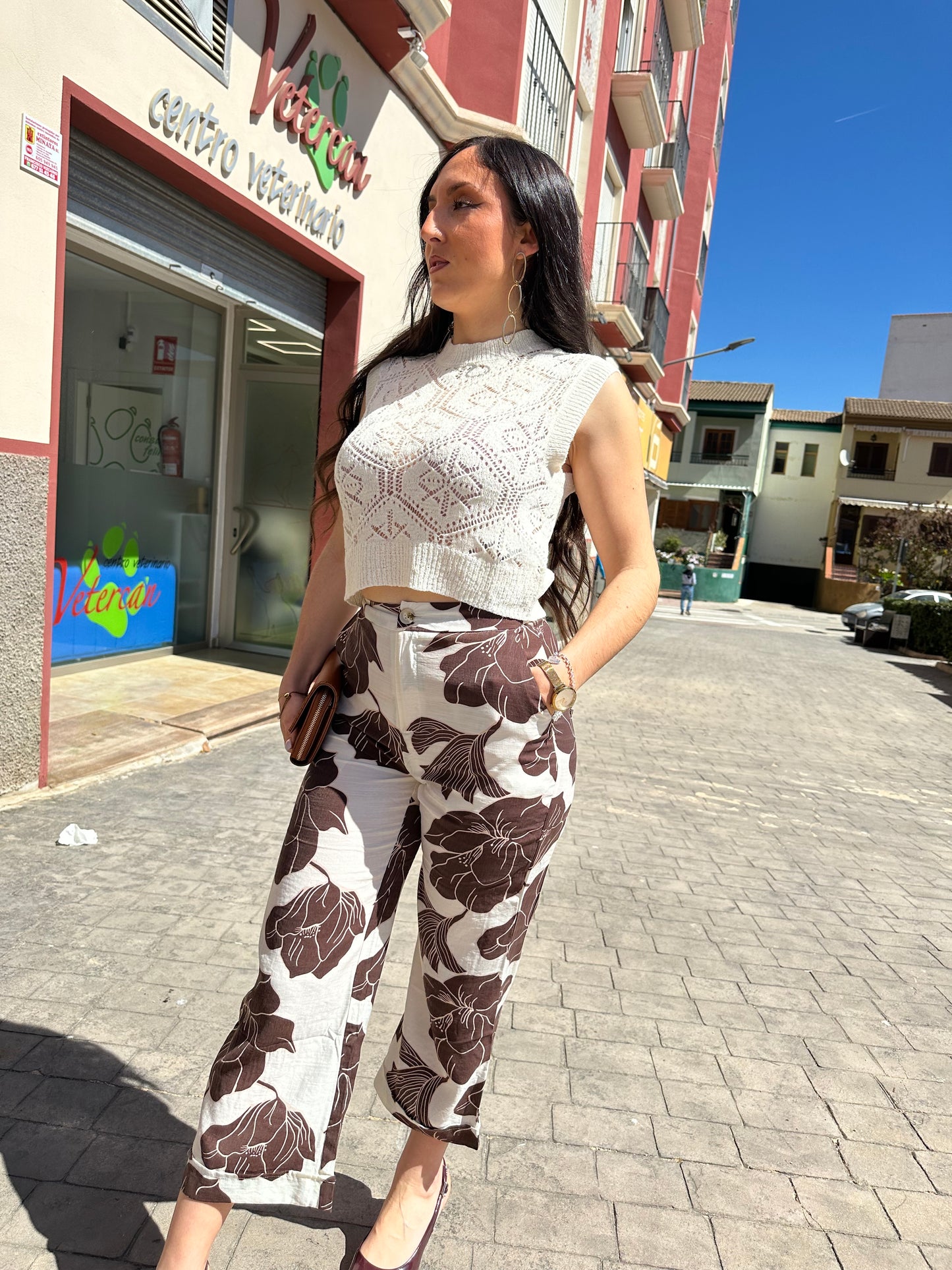 PANTALÓN TIFFOSI POSEY CULOTTE FLORES CHOCOLATE