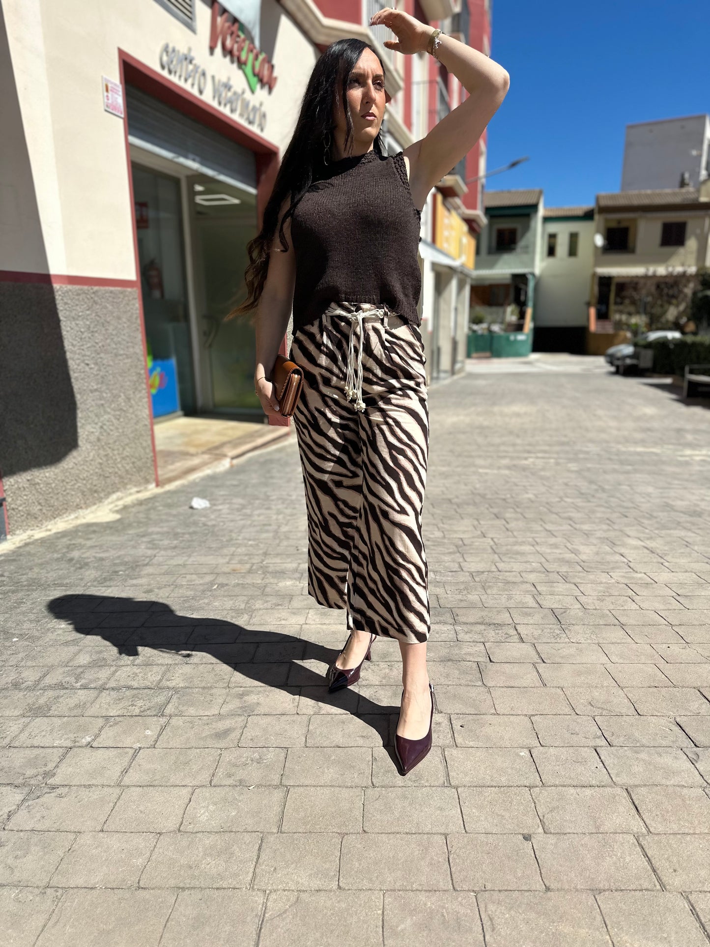 PANTALÓN TIFFOSI JOANA CULOTTE CEBRA CHOCOLATE