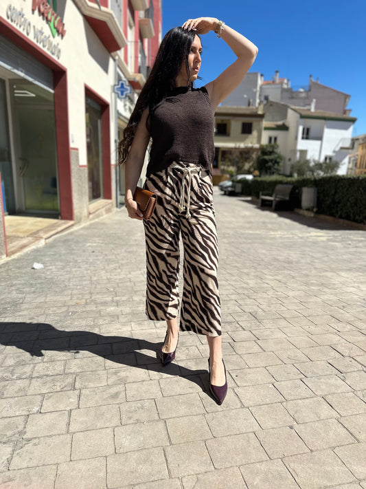 PANTALÓN TIFFOSI JOANA CULOTTE CEBRA CHOCOLATE