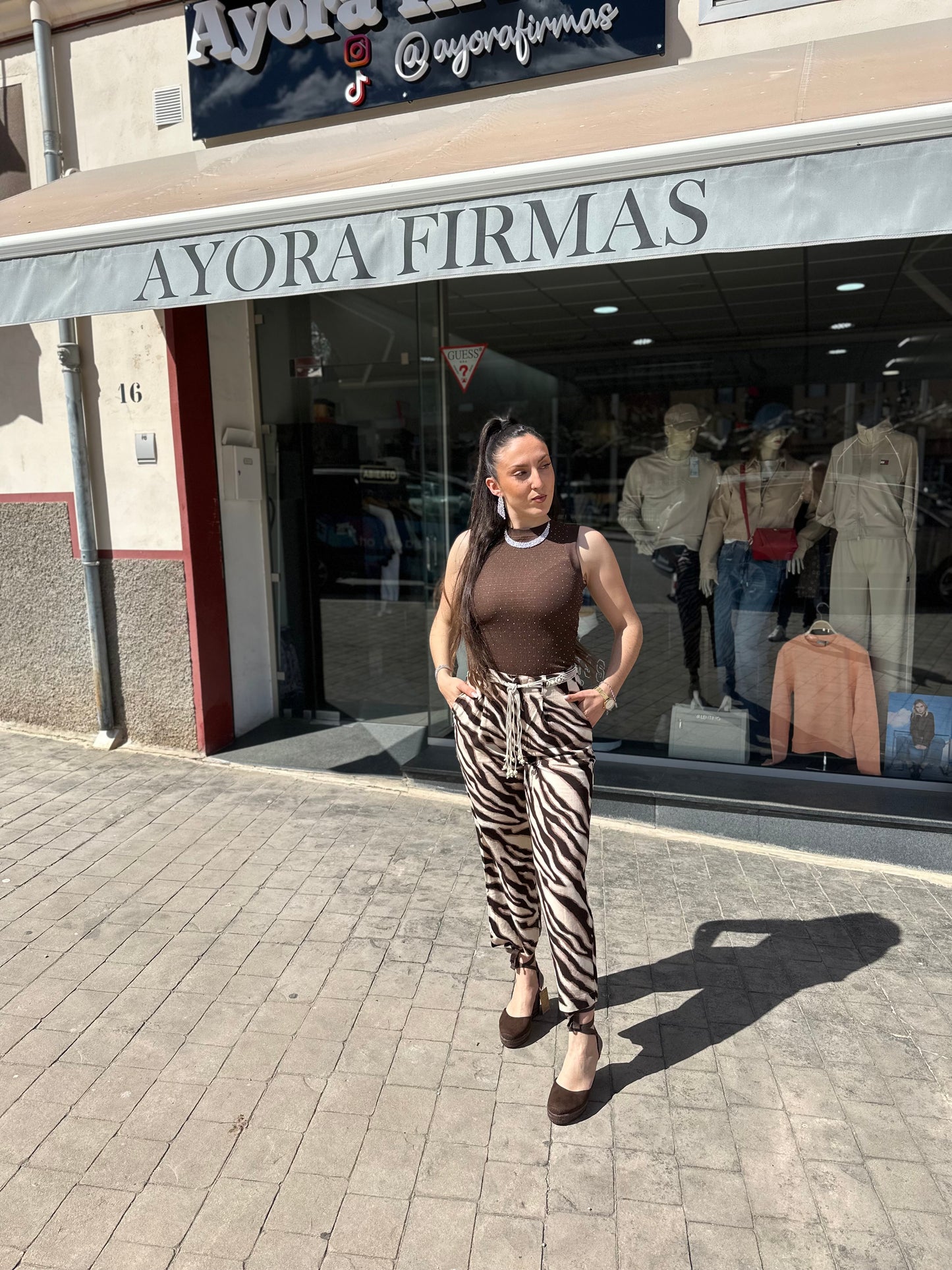 PANTALÓN TIFFOSI JOANA CULOTTE CEBRA CHOCOLATE