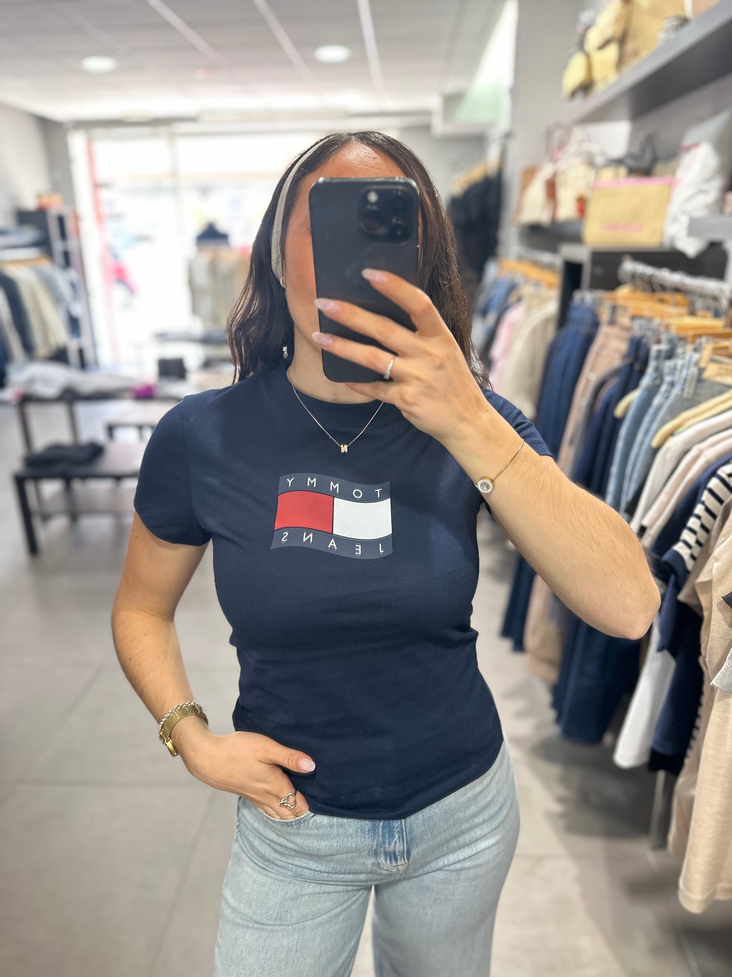 Camiseta Tommy marina logo bandera