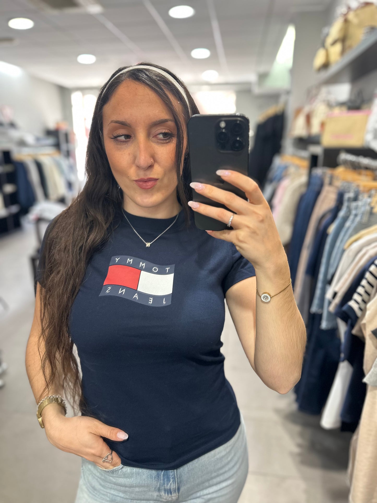 Camiseta Tommy marina logo bandera