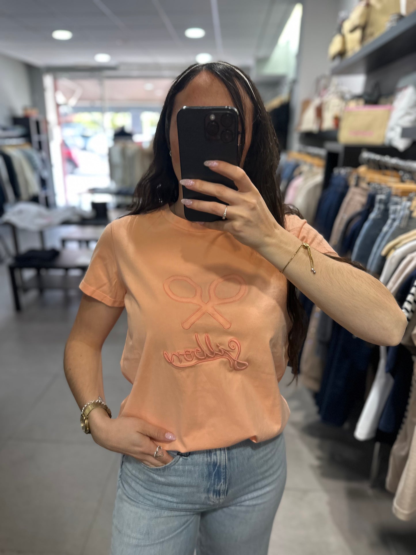 Camiseta Silbon naranja pastel