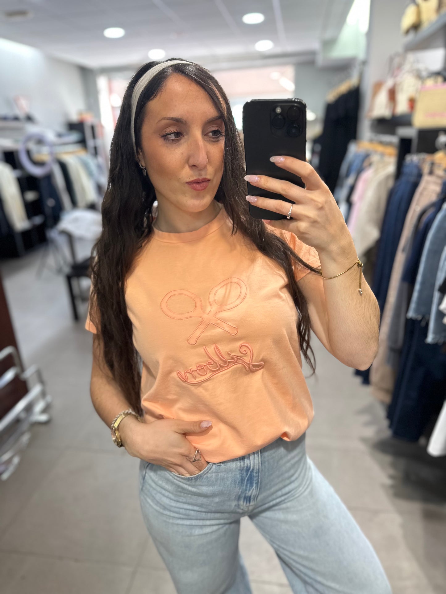Camiseta Silbon naranja pastel