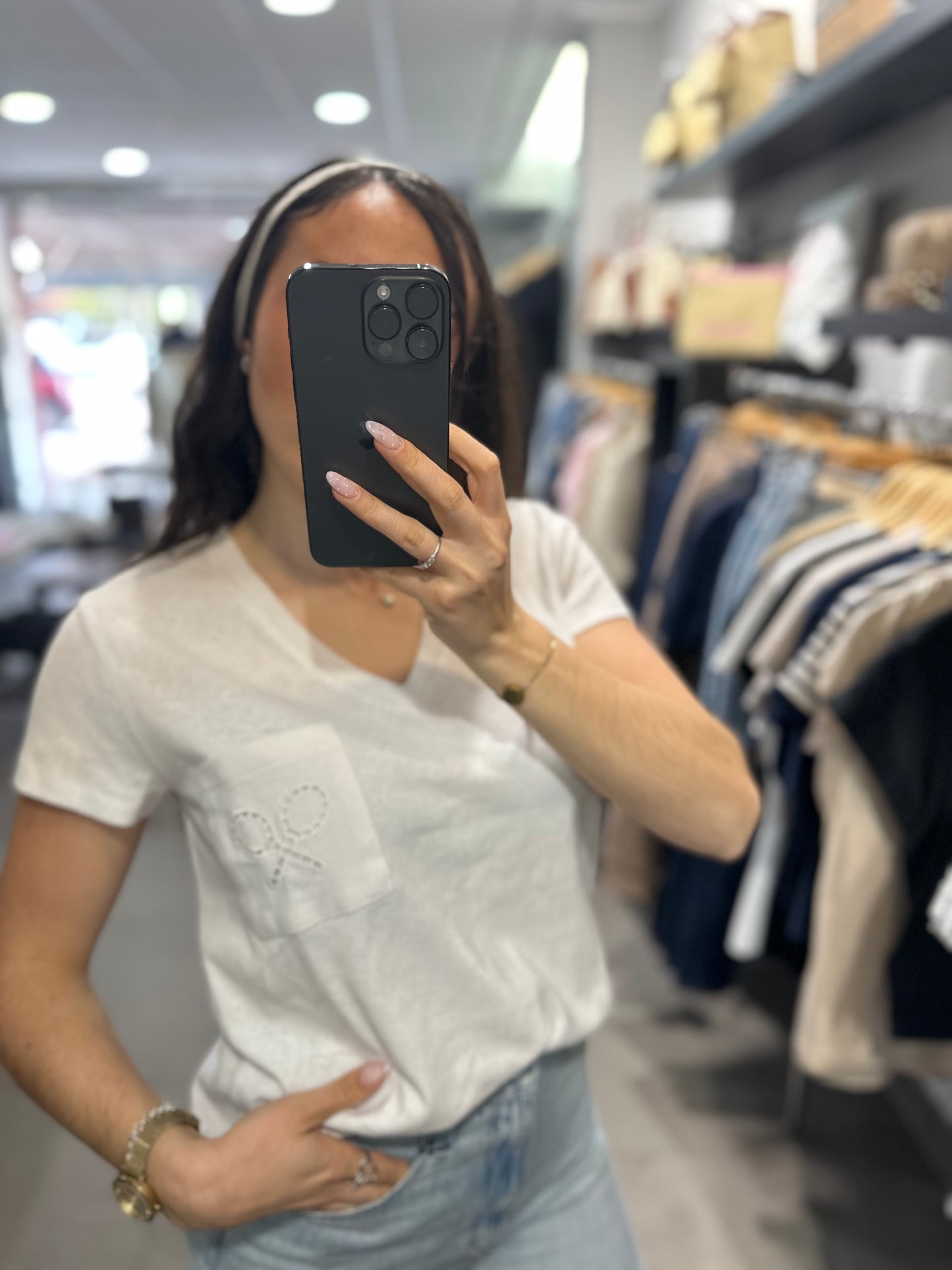 Camiseta Silbon blanca cuello pico
