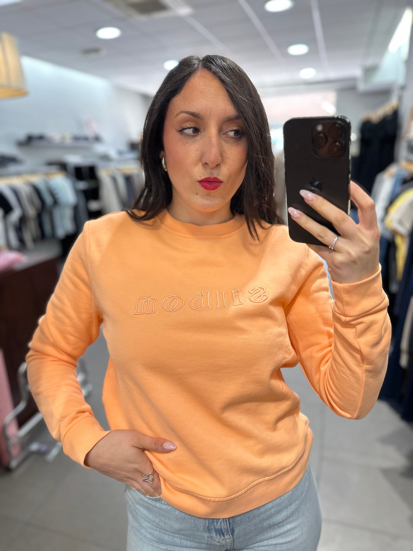 SUDADERA SILBON NARANJA PASTEL