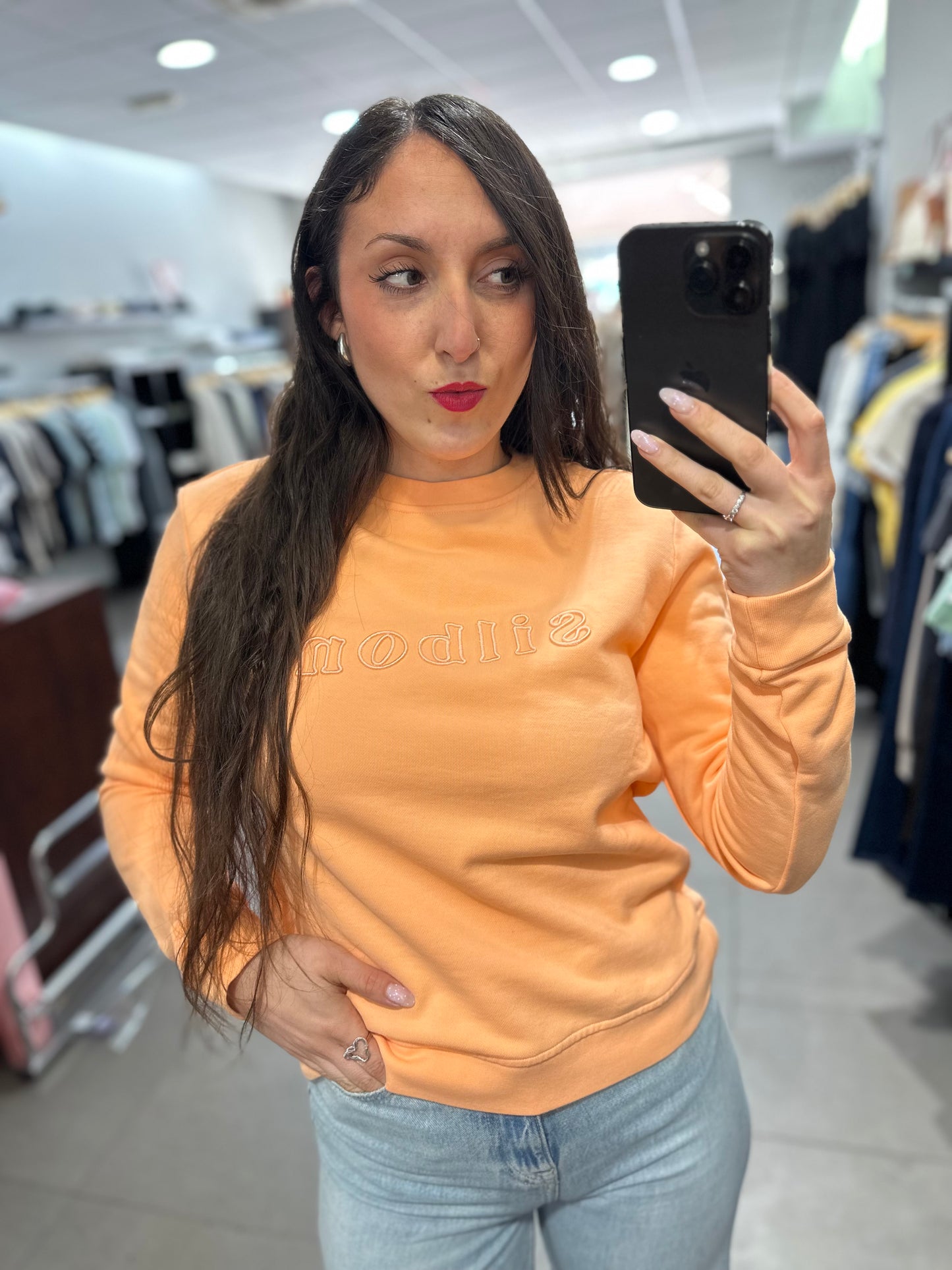 SUDADERA SILBON NARANJA PASTEL