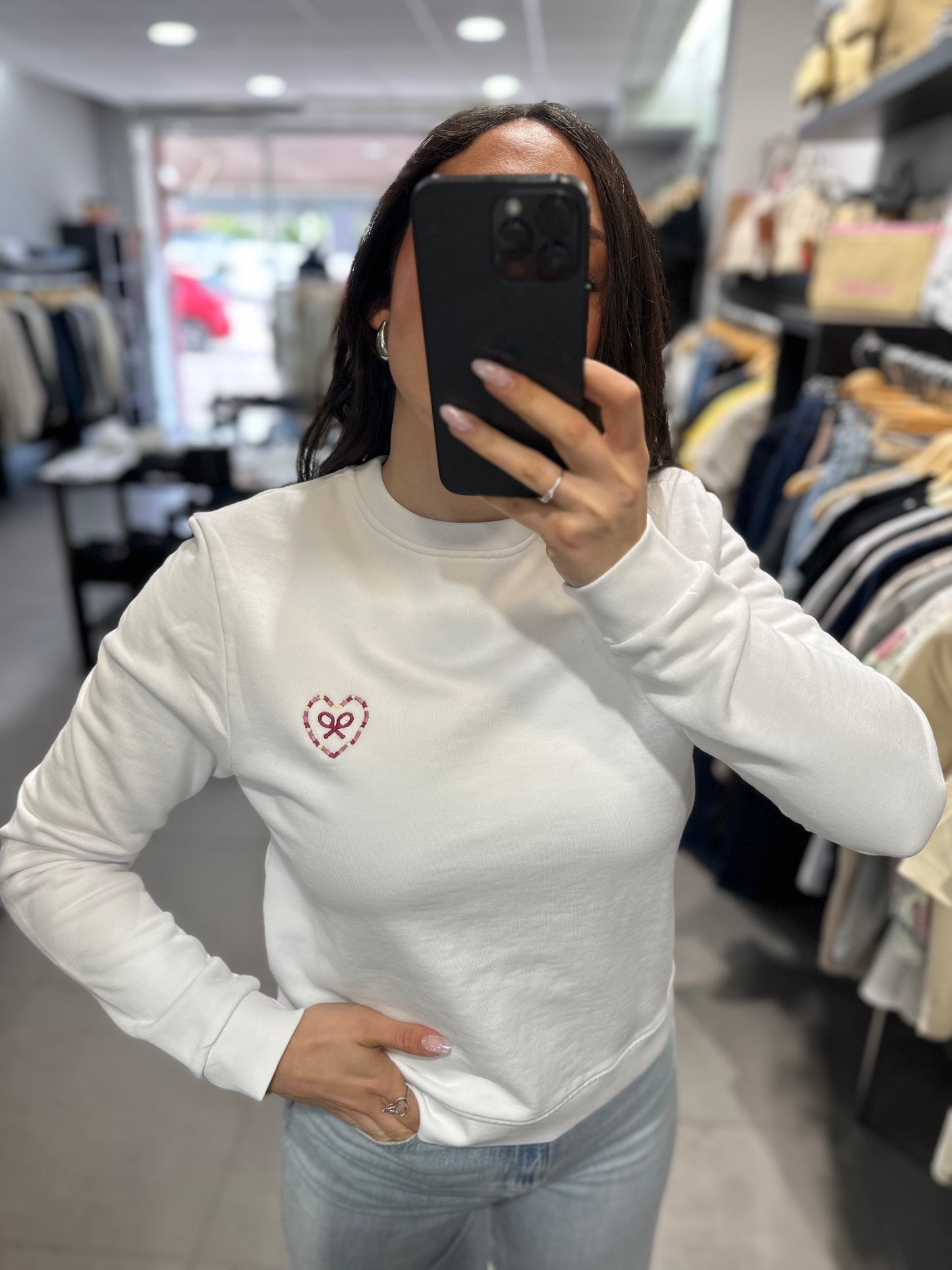 SUDADERA SILBON LOVE BLANCA CON LOGO EN ESPALDA