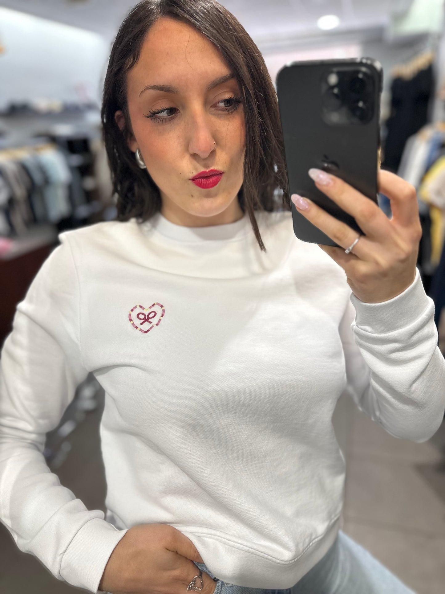 SUDADERA SILBON LOVE BLANCA CON LOGO EN ESPALDA