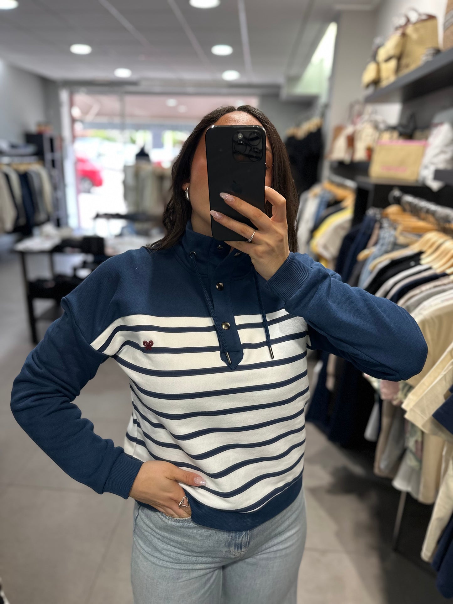 SUDADERA SILBON RAYAS MARINA