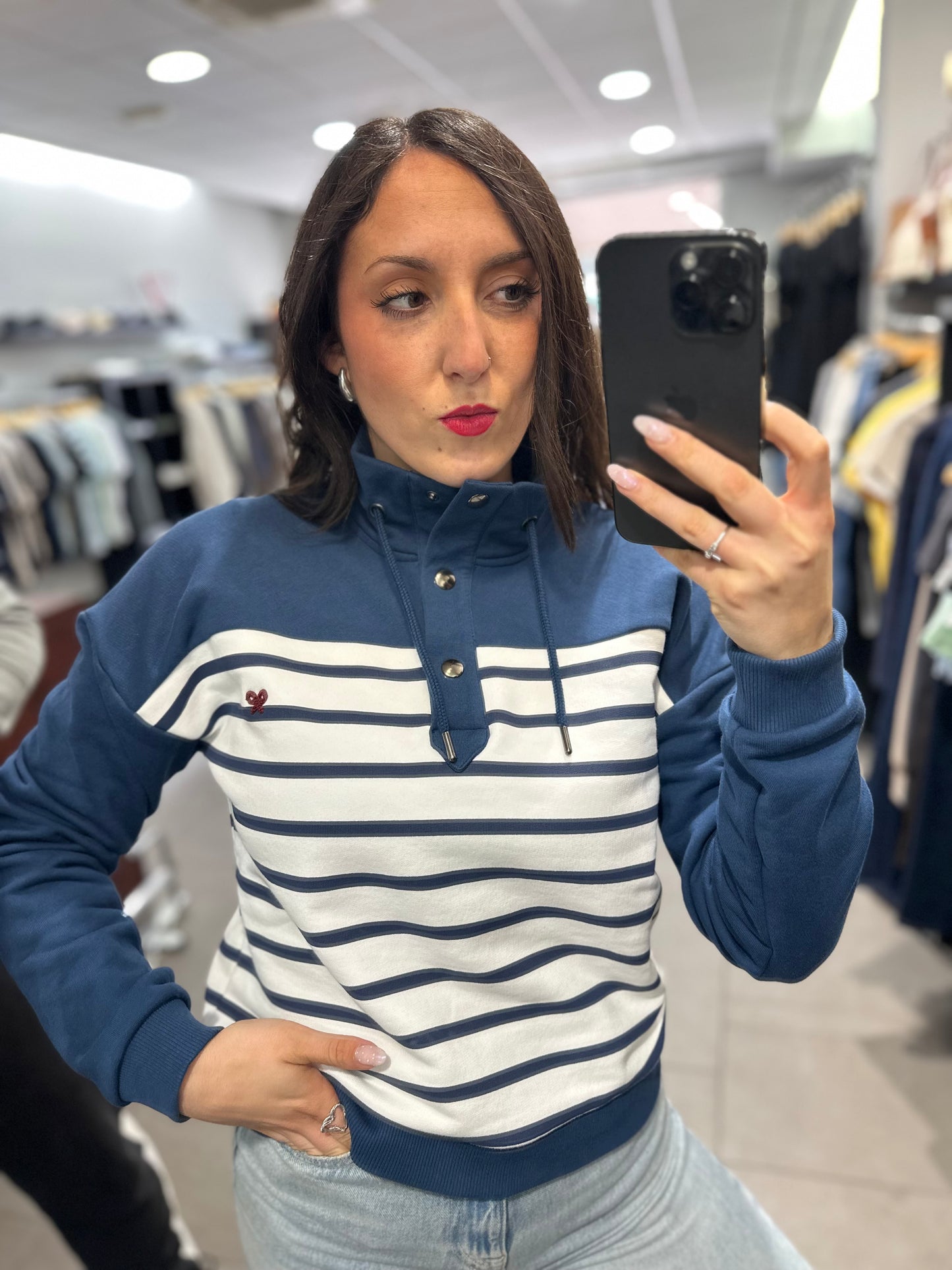 SUDADERA SILBON RAYAS MARINA