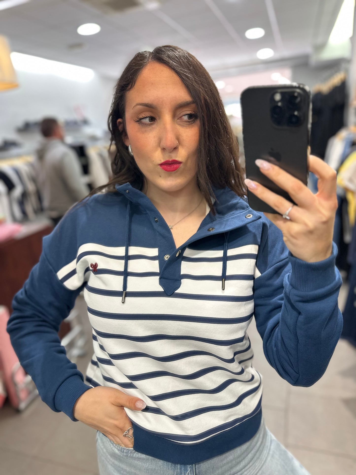 SUDADERA SILBON RAYAS MARINA