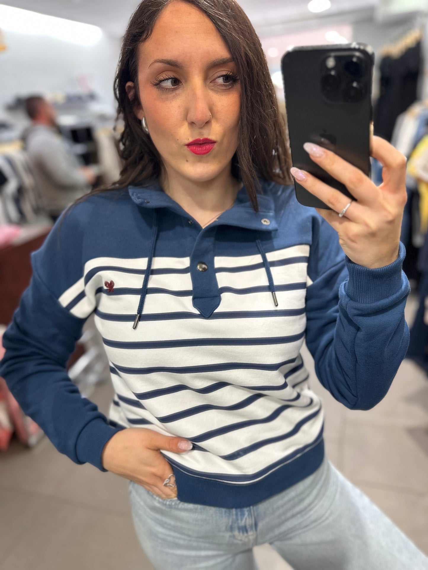 SUDADERA SILBON RAYAS MARINA