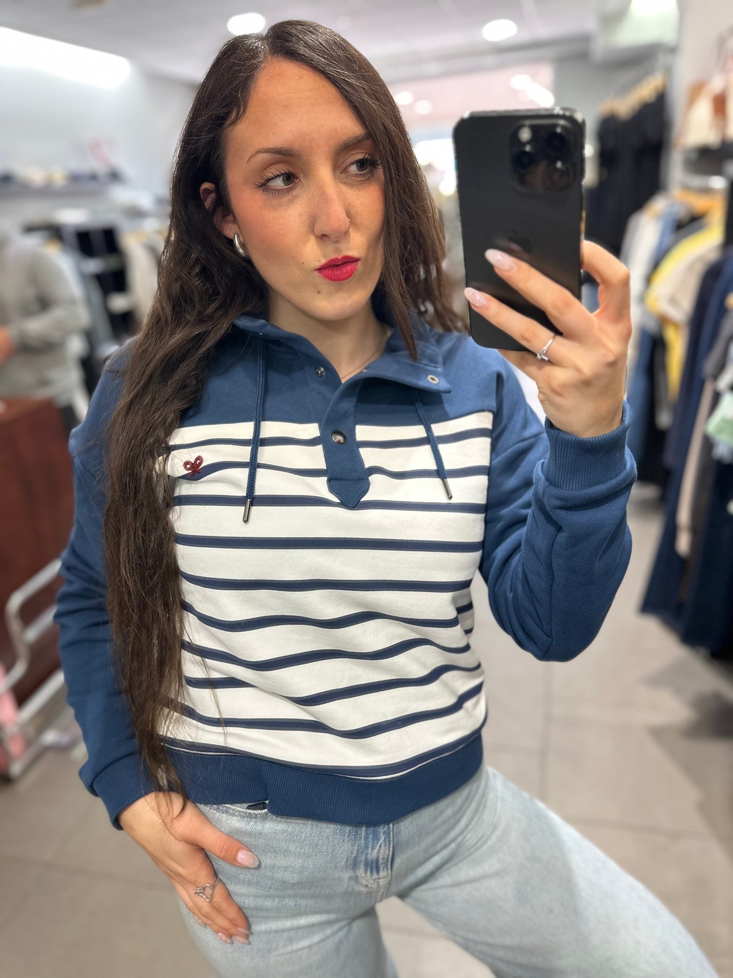 SUDADERA SILBON RAYAS MARINA