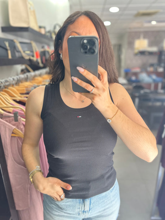 CAMISETA TOMMY TIRANTES NEGRA OSCURA CANALÉ