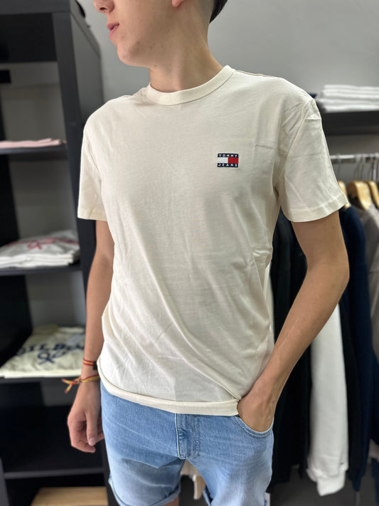 CAMISETA TOMMY CREMA LOGO BORDADO