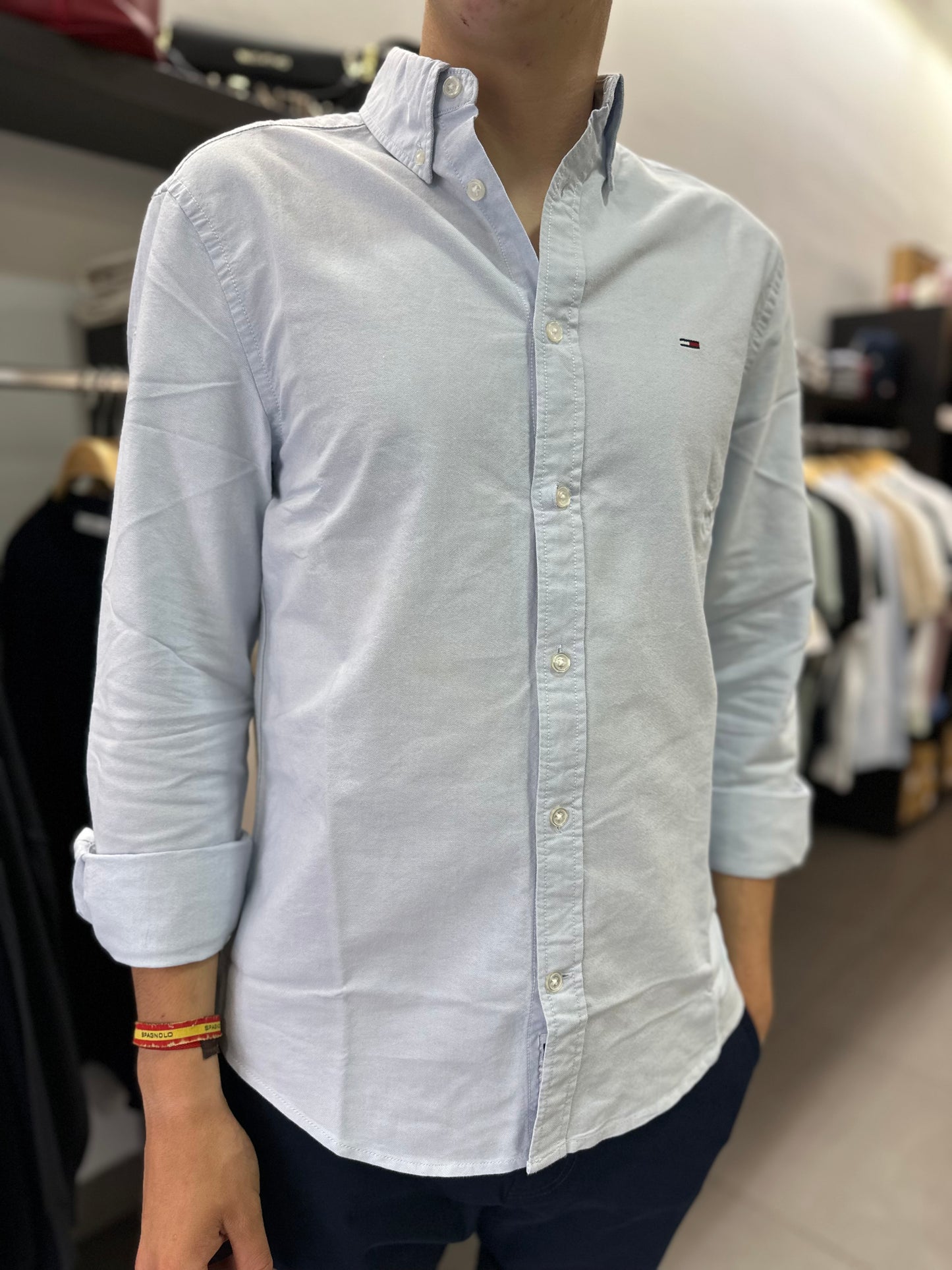 CAMISA TOMMY OXFORD CELESTE