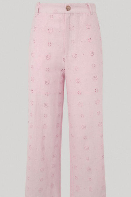 PANTALÓN PEPE JEANS CALADO PIERNA ANCHA ROSA MUJER