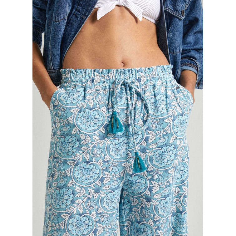 Pantalón Pepe Jeans palazzo con cintura elástica y estampado floral