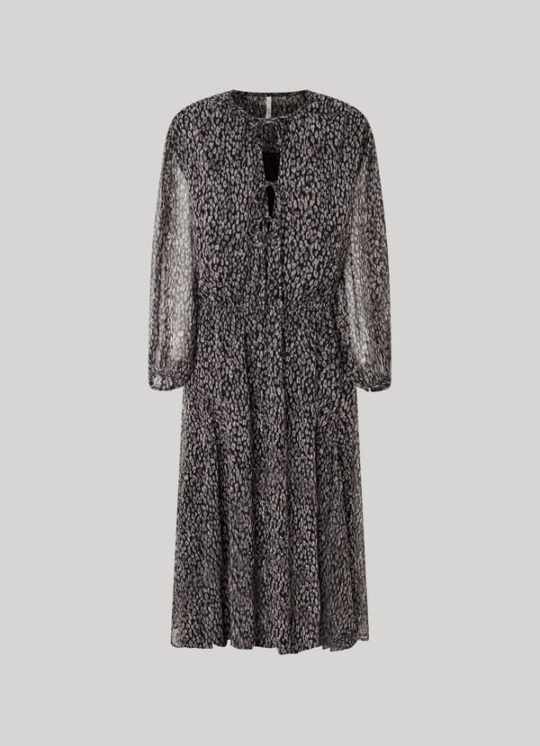 VESTIDO PEPE JEANS MIDI ANIMAL PRINT GRIS