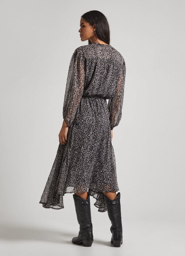 VESTIDO PEPE JEANS MIDI ANIMAL PRINT GRIS