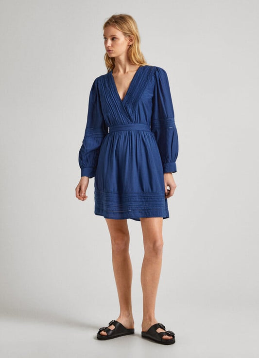 VESTIDO PEPE JEANS CORTO PLISADO AZUL