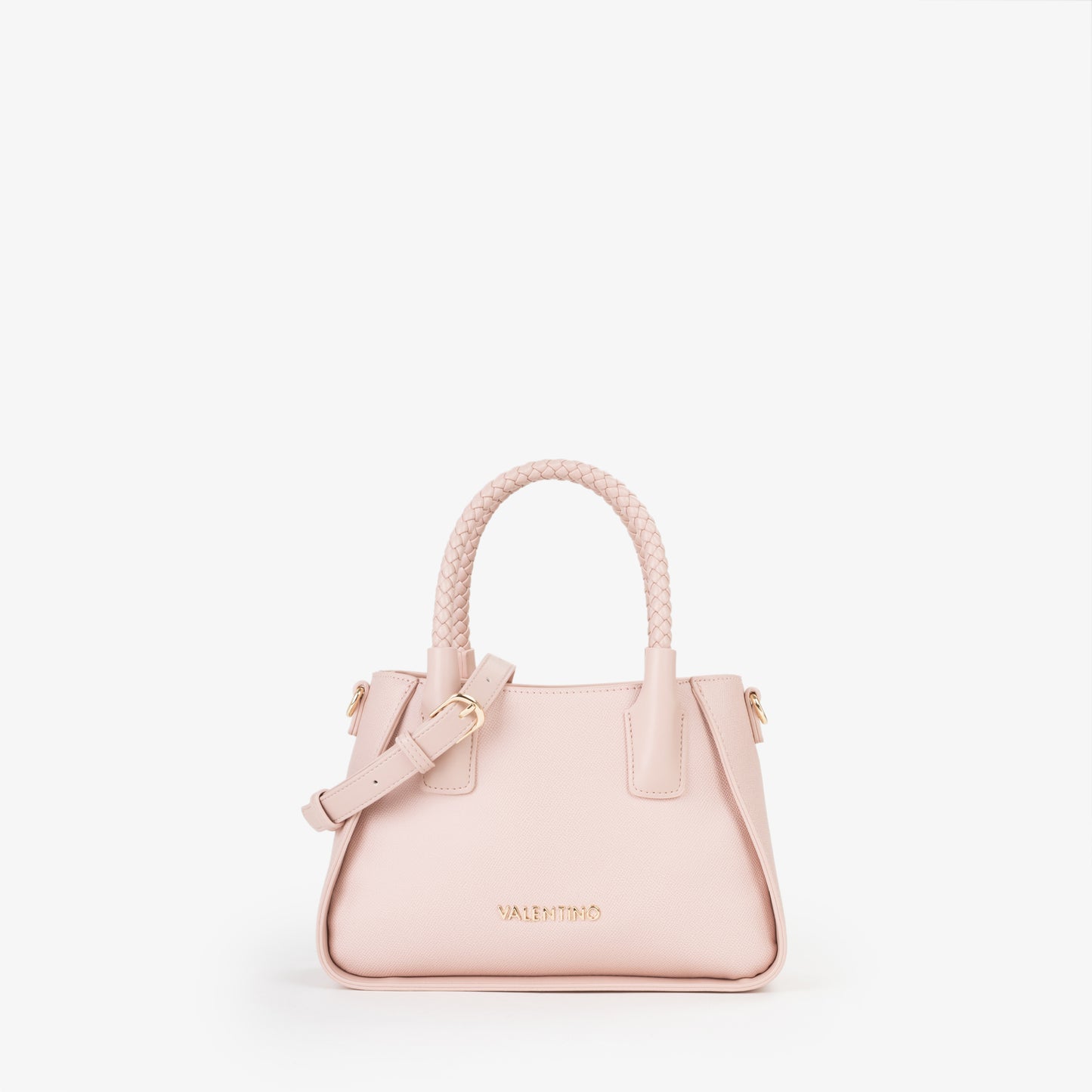 BOLSO VALENTINO ROSA ASA TRENZADA TAMAÑO MEDIO
