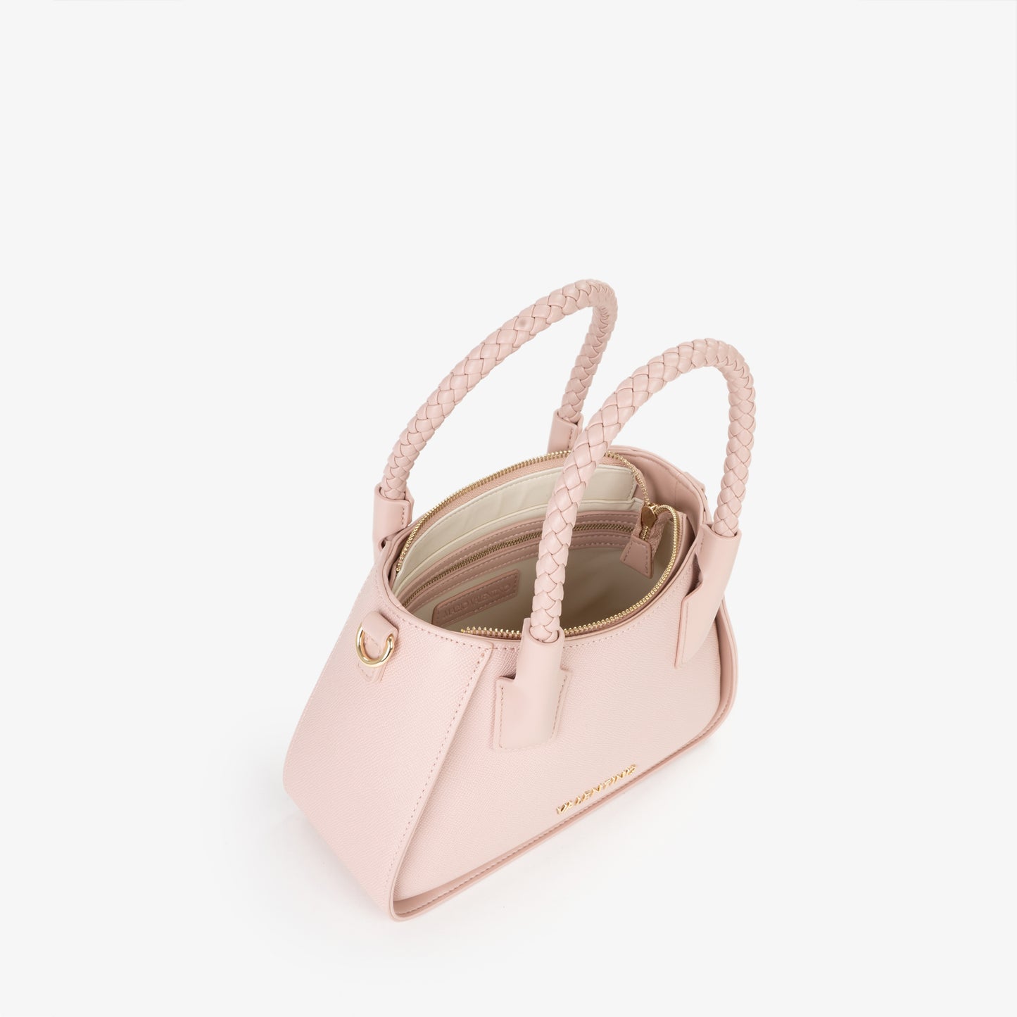 BOLSO VALENTINO ROSA ASA TRENZADA TAMAÑO MEDIO