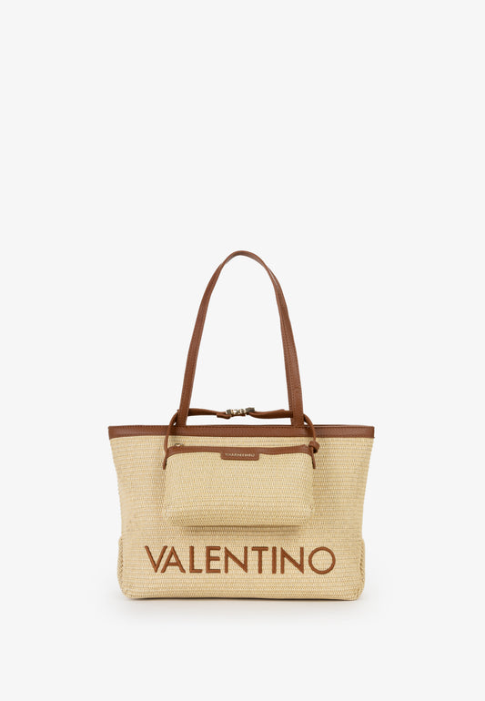 BOLSO VALENTINO MAIAM RAFIA Y MARRÓN