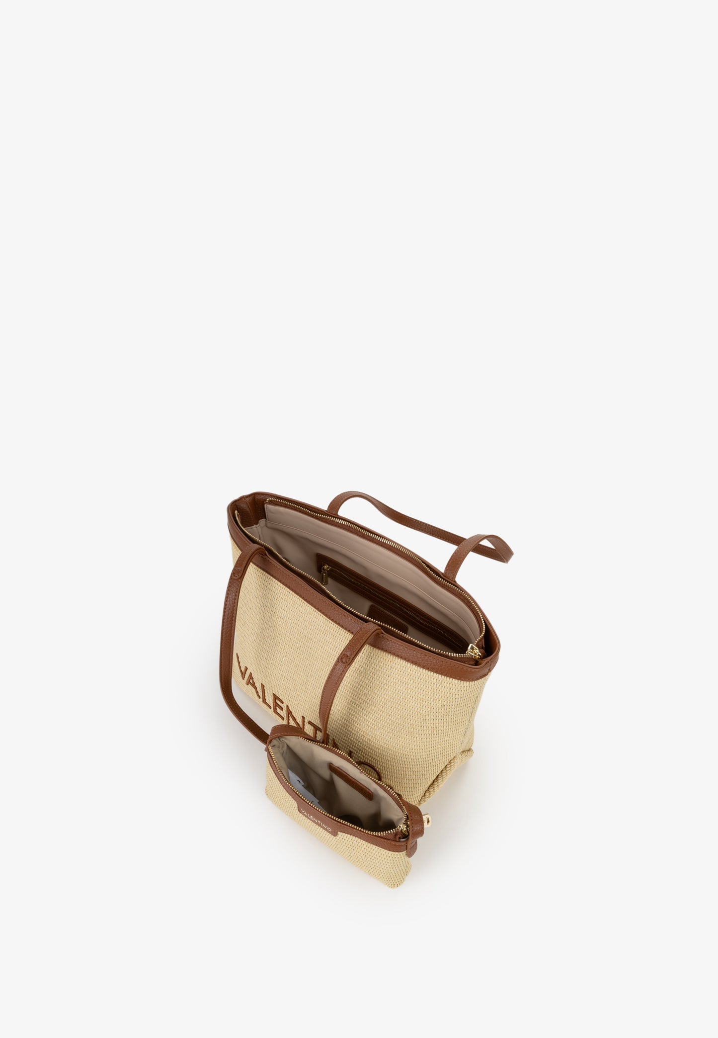 BOLSO VALENTINO MAIAM RAFIA Y MARRÓN
