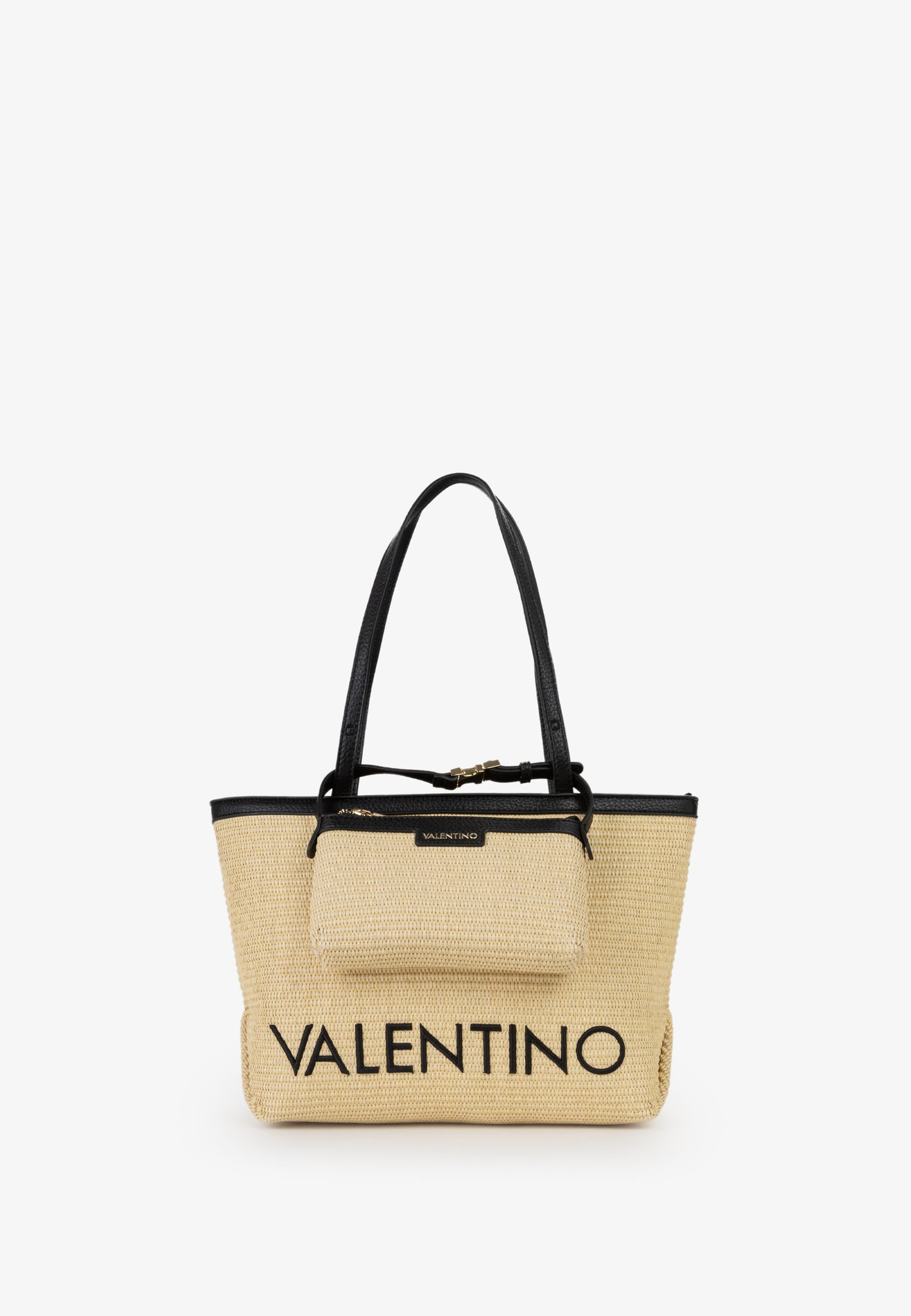 BOLSO VALENTINO MAIAM RAFIA Y NEGRO