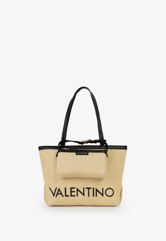BOLSO VALENTINO MAIAM RAFIA Y NEGRO