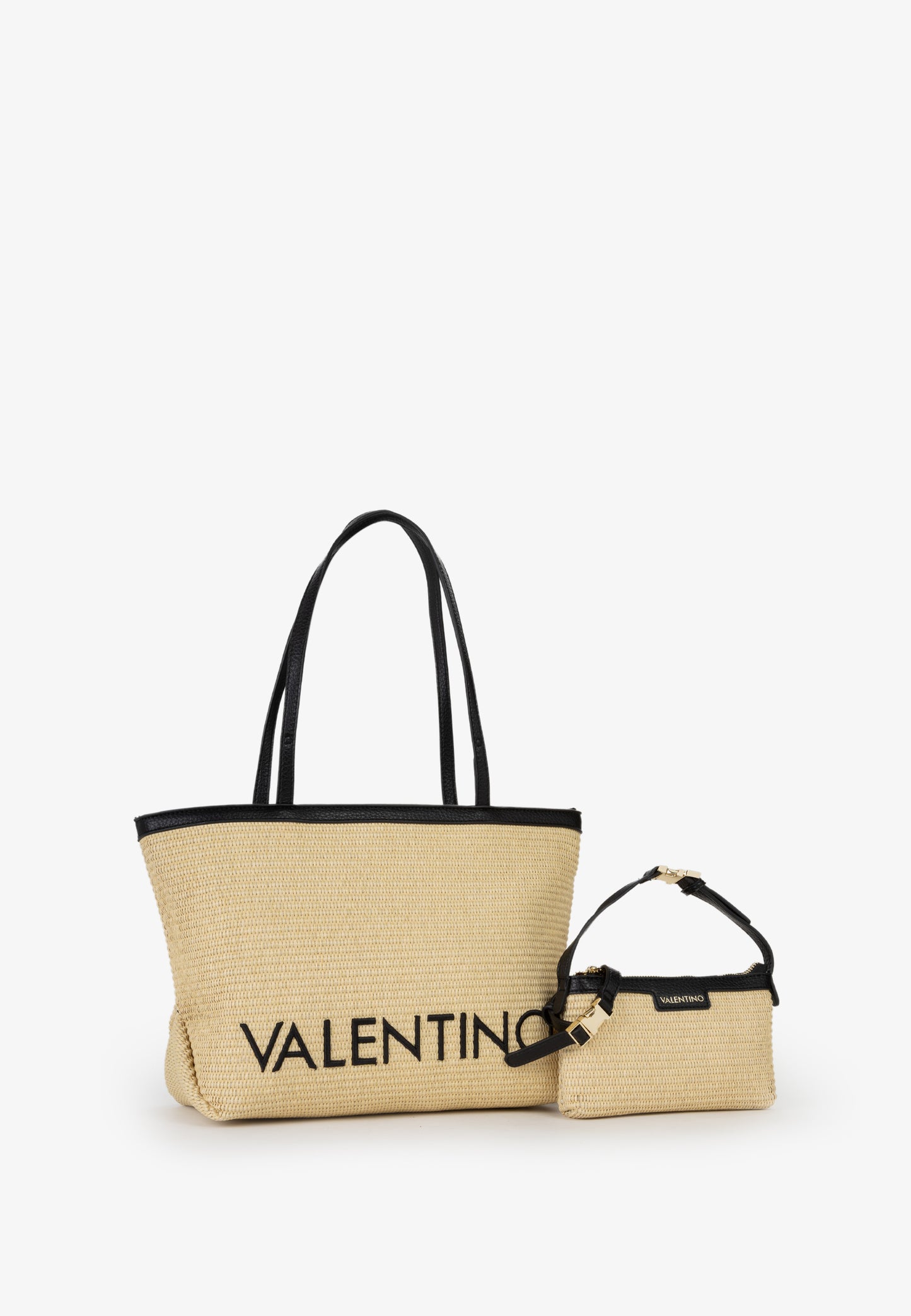 BOLSO VALENTINO MAIAM RAFIA Y NEGRO