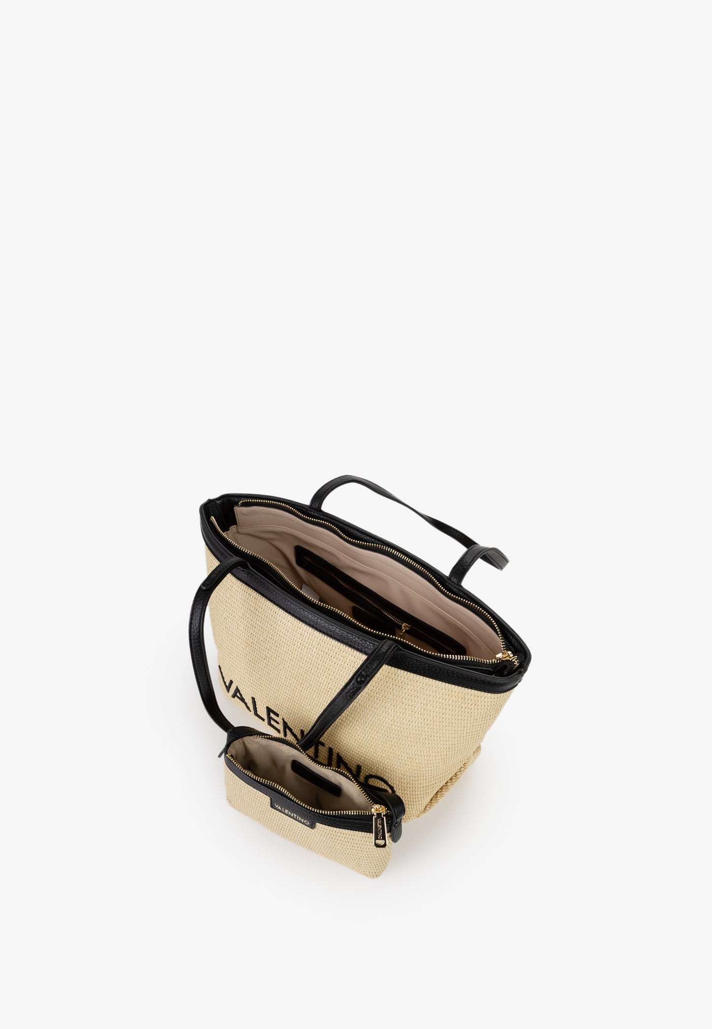 BOLSO VALENTINO MAIAM RAFIA Y NEGRO