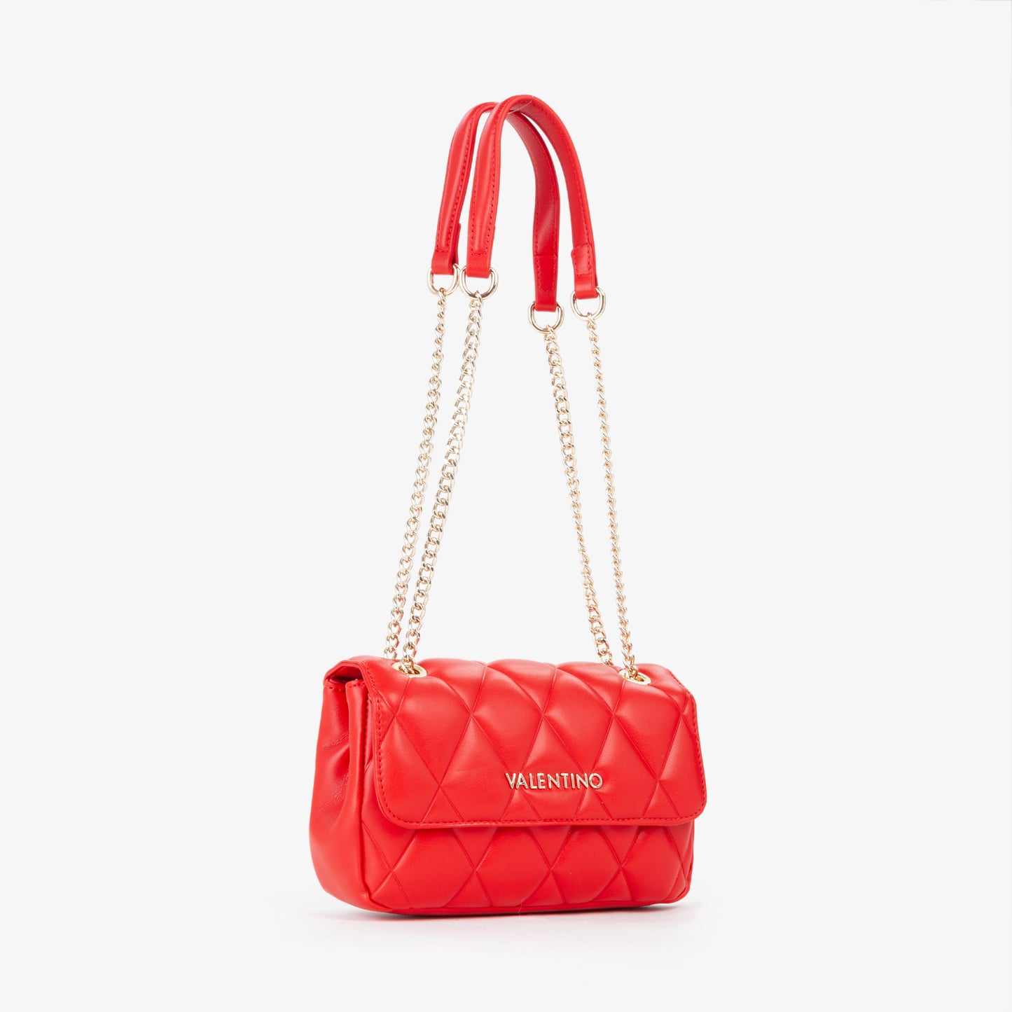 BOLSO VALENTINO BANDOLERA CON DOBLE CADENA PARA HOMBRO Y PARA BANDOLERA ROJO