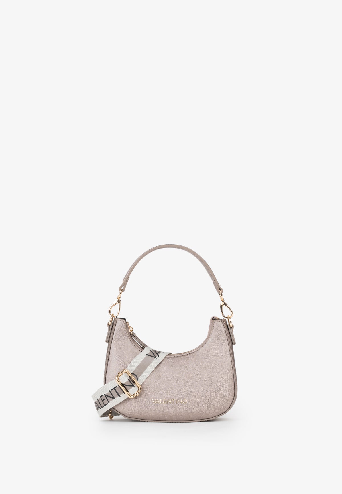 BOLSO VALENTINO TITANIO MEDIALUNA BANDOLERA METALIZADO