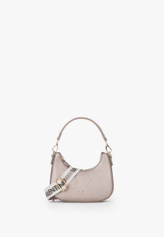BOLSO VALENTINO TITANIO MEDIALUNA BANDOLERA METALIZADO