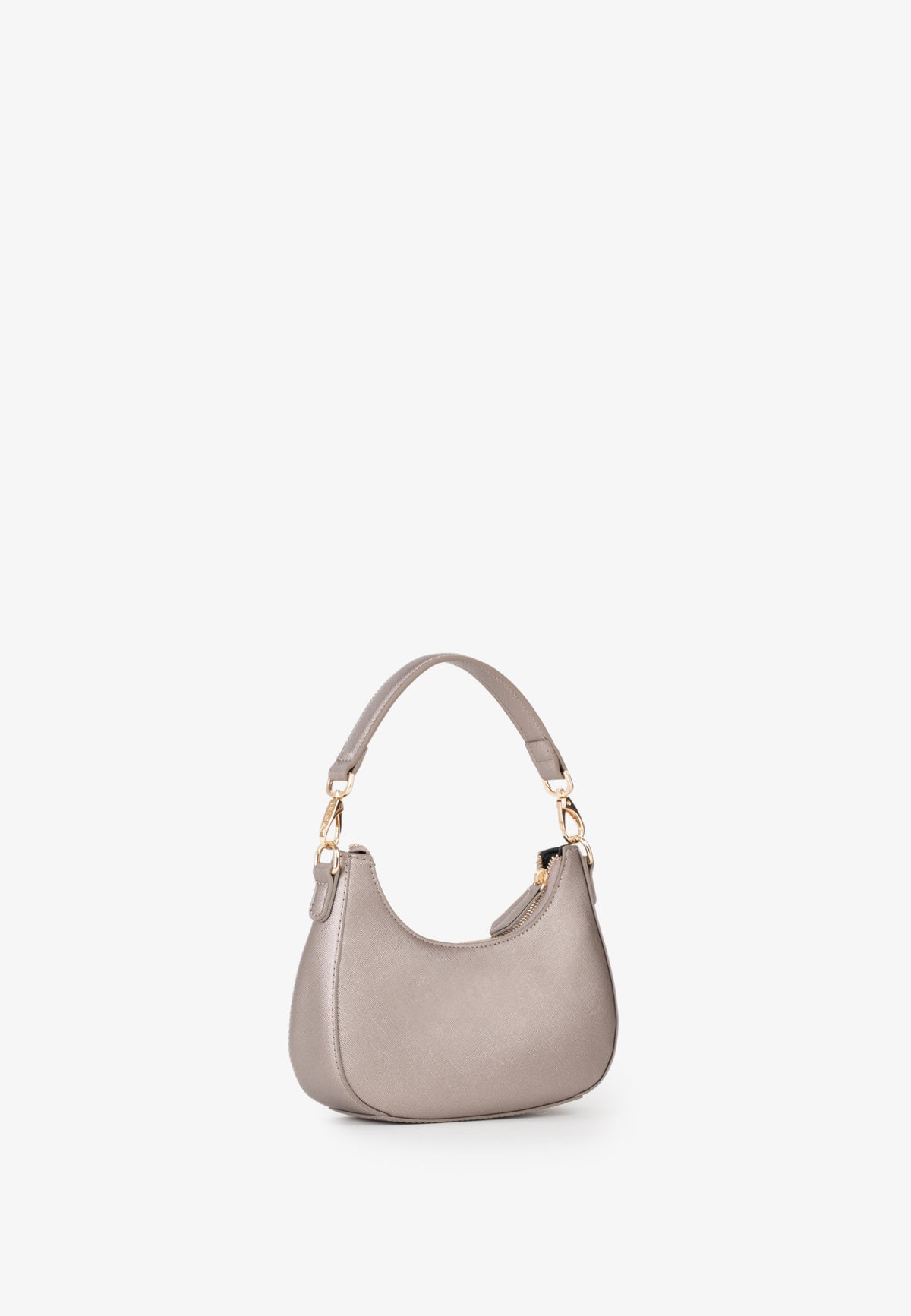 BOLSO VALENTINO TITANIO MEDIALUNA BANDOLERA METALIZADO
