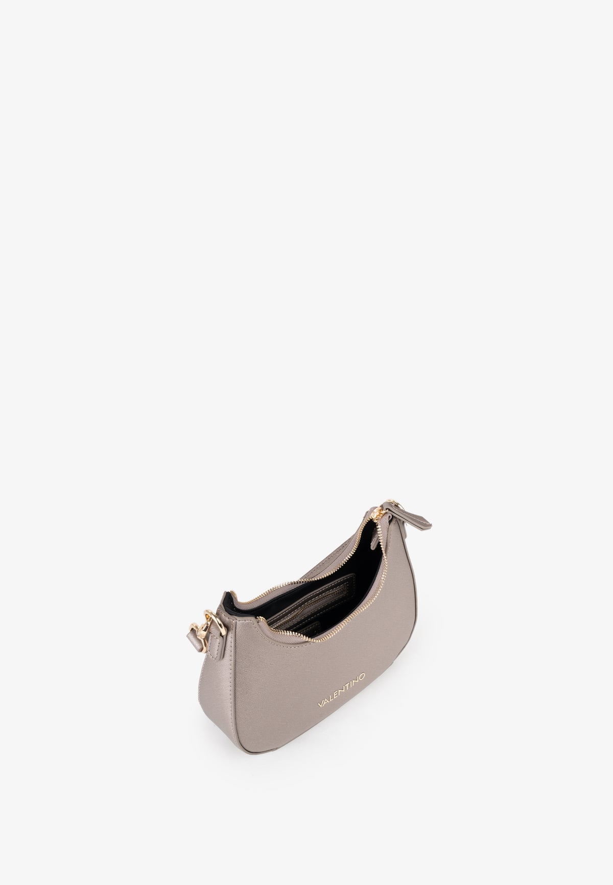 BOLSO VALENTINO TITANIO MEDIALUNA BANDOLERA METALIZADO