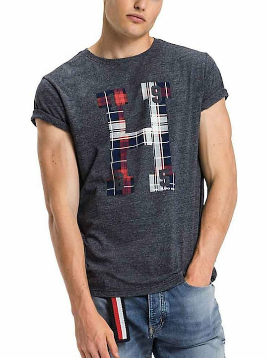 CAMISETA TOMMY HILFIGER MANGA CORTA GRIS CON CUADRADOS HOMBRE