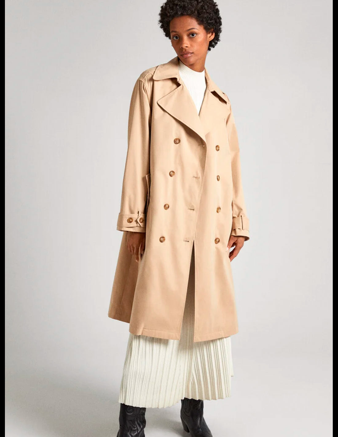 GABARDINA TRENCH PEPE JEANS ABOTONADA CON CINTURON BEIGE MUJER