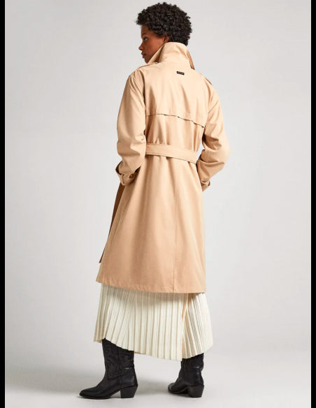 GABARDINA TRENCH PEPE JEANS ABOTONADA CON CINTURON BEIGE MUJER