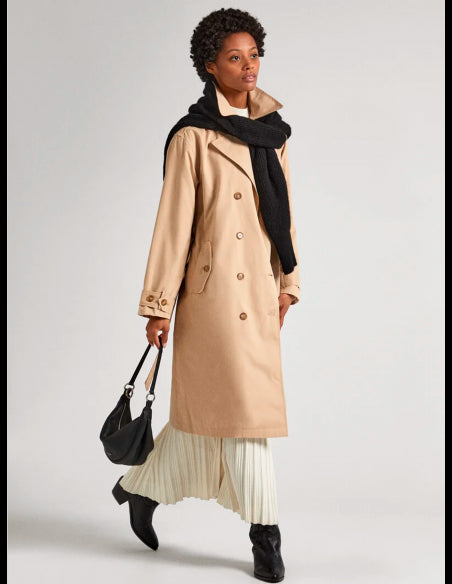 GABARDINA TRENCH PEPE JEANS ABOTONADA CON CINTURON BEIGE MUJER